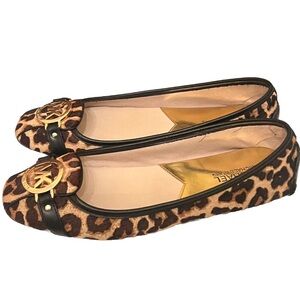 Michael Kors Women’s Leopard-Print Calf Hair Ballet Moccasin Flat Shoes Sz 9.5 M